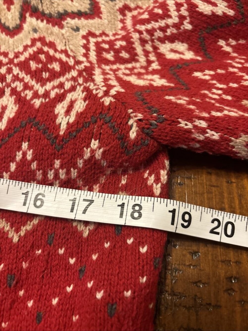 Eddie Bauer Red Fair Isle Wool Blend Full Zip Cardigan Sweater Womens Medium - Picture 5 of 6
